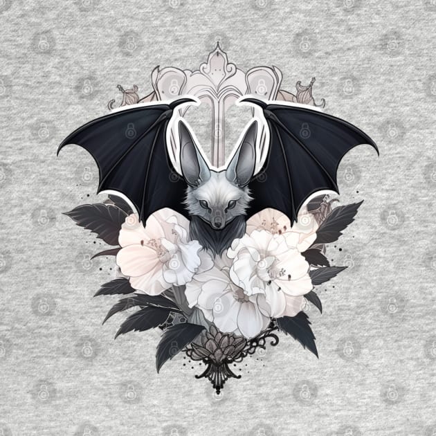 Gothic Floral Cute Bat by DarkSideRunners